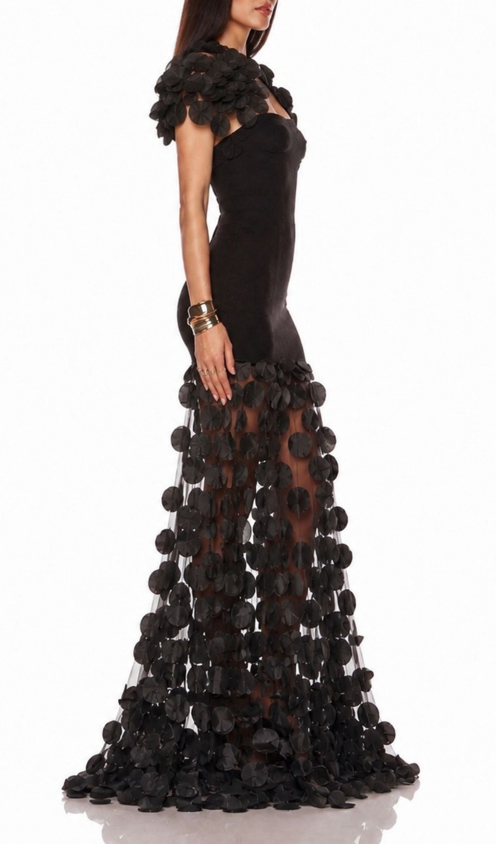 Koharu Black Bandage Maxi Dress Flowering Girl