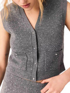 Rhinestone Cropped Vest Flowering Girl