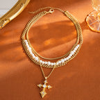 Jordyn Pearl Cross Necklace Flowering Girl