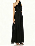 Marielle Black One-Shoulder Maxi Dress Flowering Girl