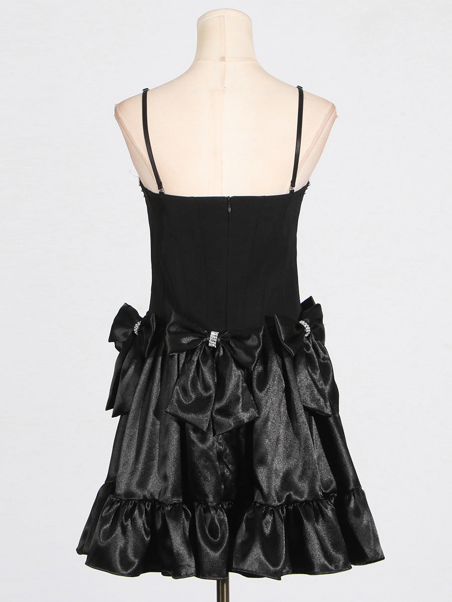 Diamond bow mini dress in black Flowering Girl