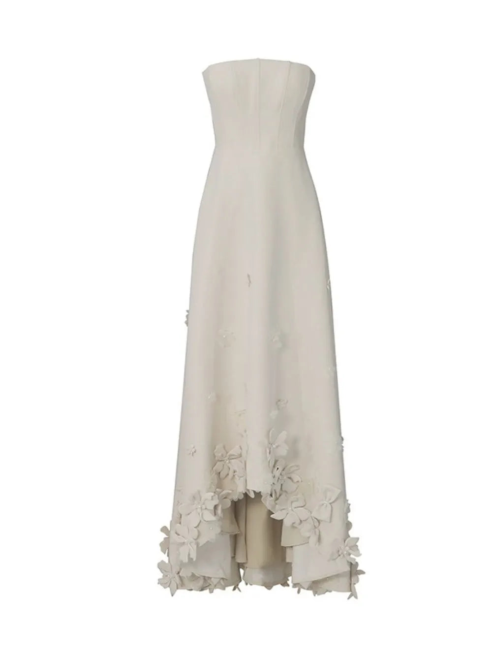 Melis Grey Strapless Flower Maxi Dress Flowering Girl