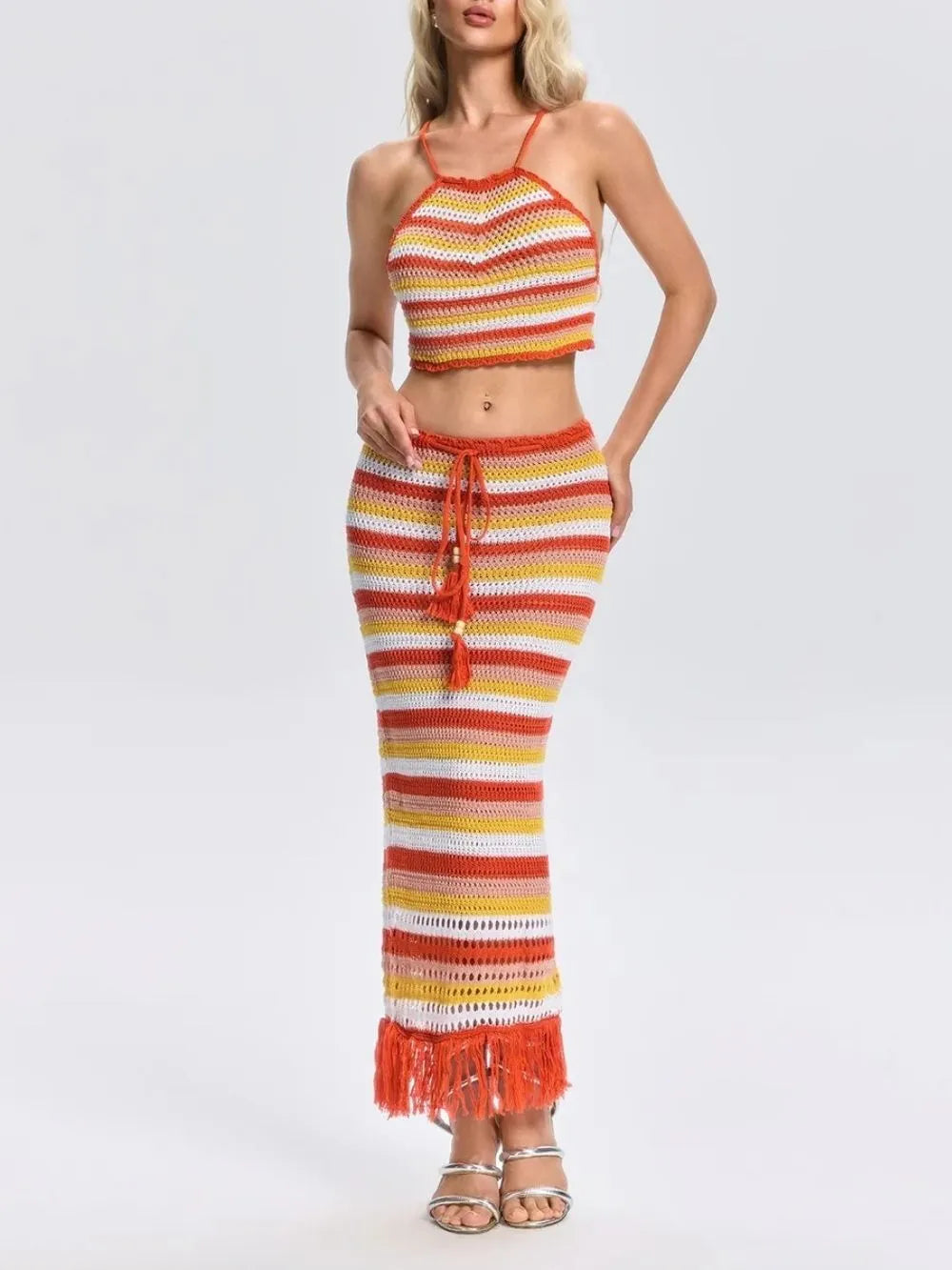 Sevelia Stripe Knitted Skirt Set Flowering Girl