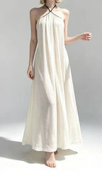 Lauwdina Ivory Halter Maxi Dress Flowering Girl