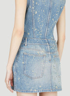 Tunic Mini Dress In Blue Flowering Girl