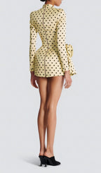 Polka Yellow Dots Short Printed Dress Flowering Girl