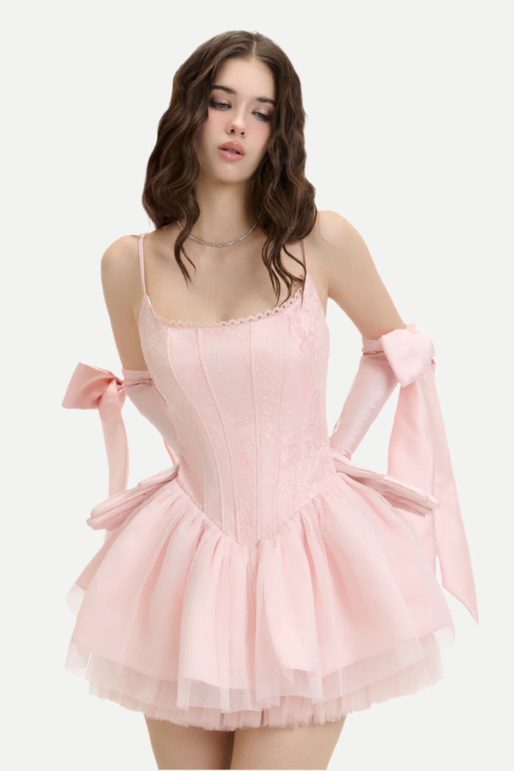 celeste lace bowknot backless mini dress in pink Flowering Girl
