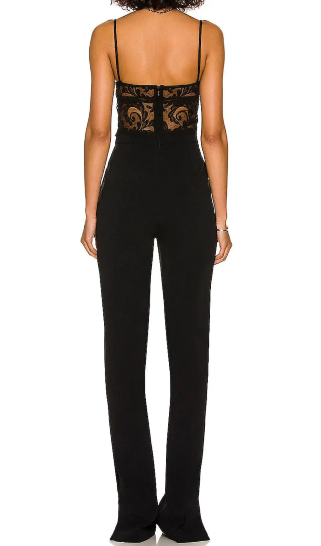 Black Strappy Lace Bandage Jumpsuit Flowering Girl
