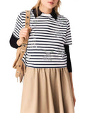 Striped Tee with Rhinestones Flowering Girl