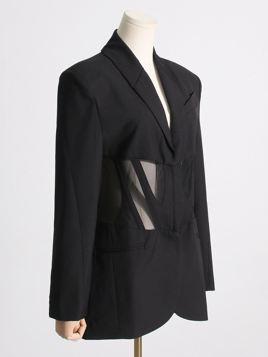 v-neck Corset Jacket in black Flowering Girl