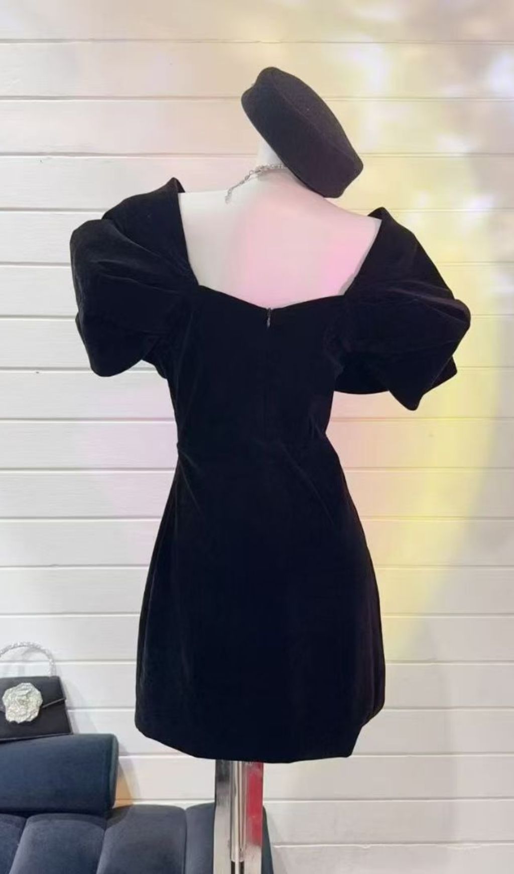 Ingrid Black V-Neck Mini Dress Flowering Girl