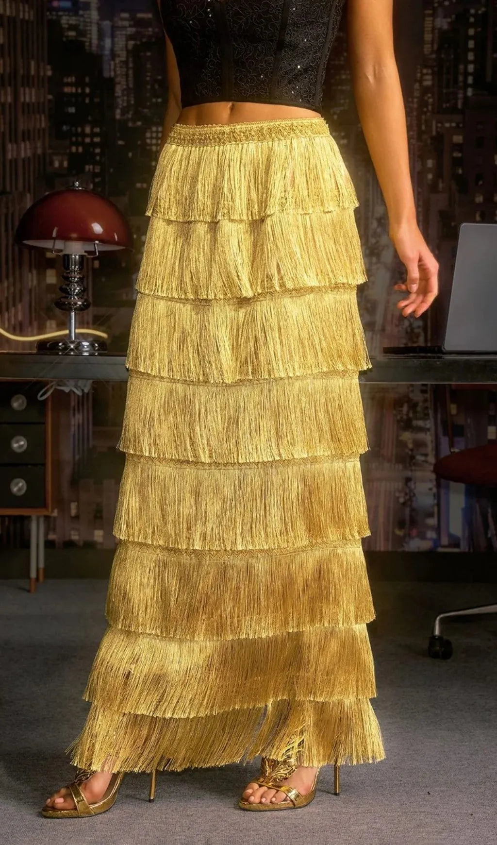 Norylin Fringe Tiered Skirt Flowering Girl