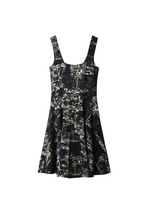 Strappy Skater Mini Dress In Black Flowering Girl