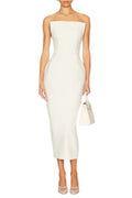 Bow Strapless Maxi Dress - White Flowering Girl
