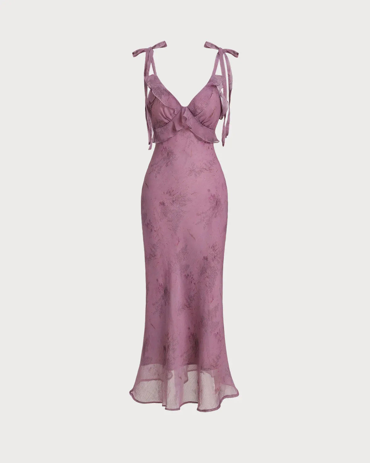 Purple Floral Ruffle Tie Strap Midi Dress Flowering Girl