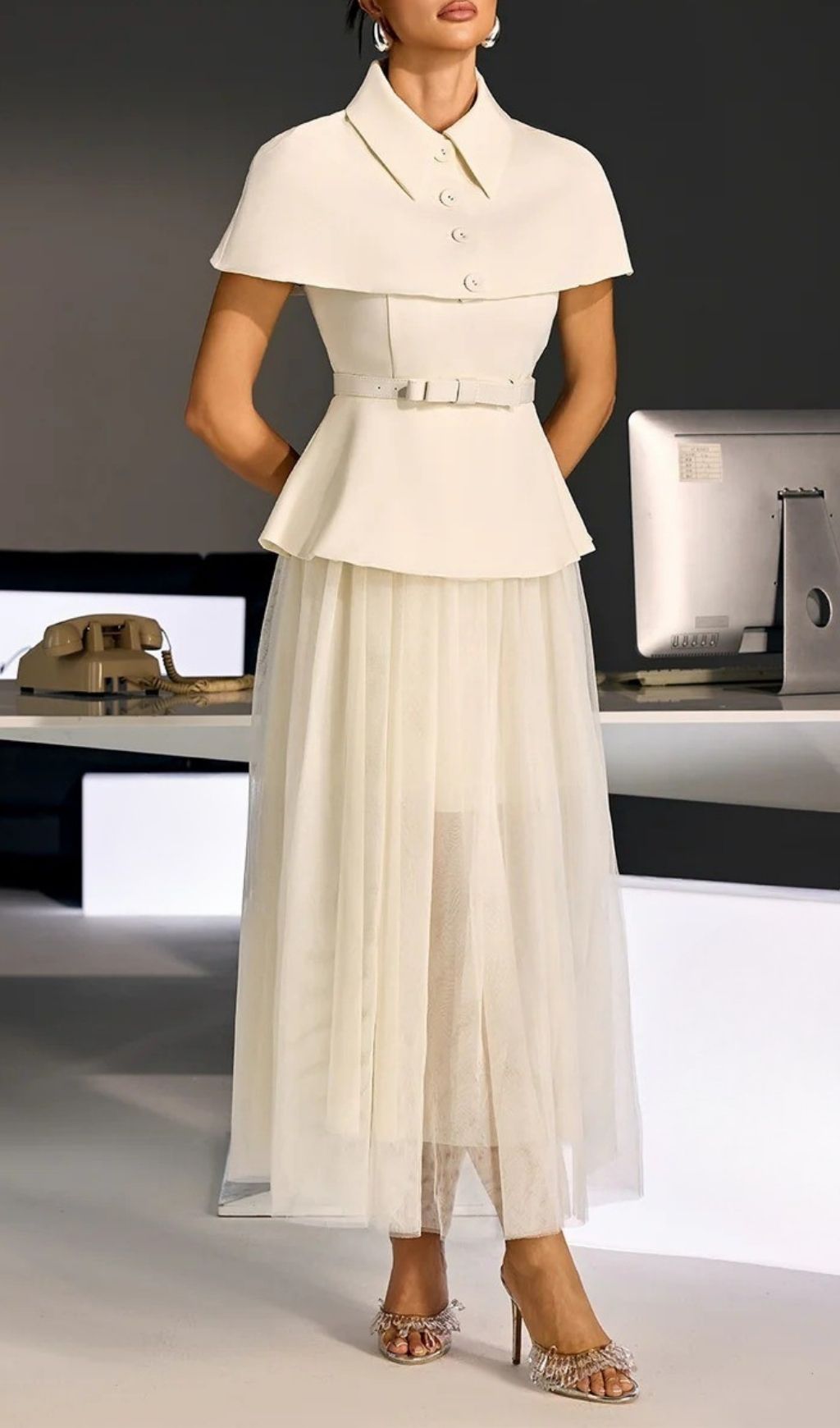 Larevix Cape Skirt Set With Belt Flowering Girl