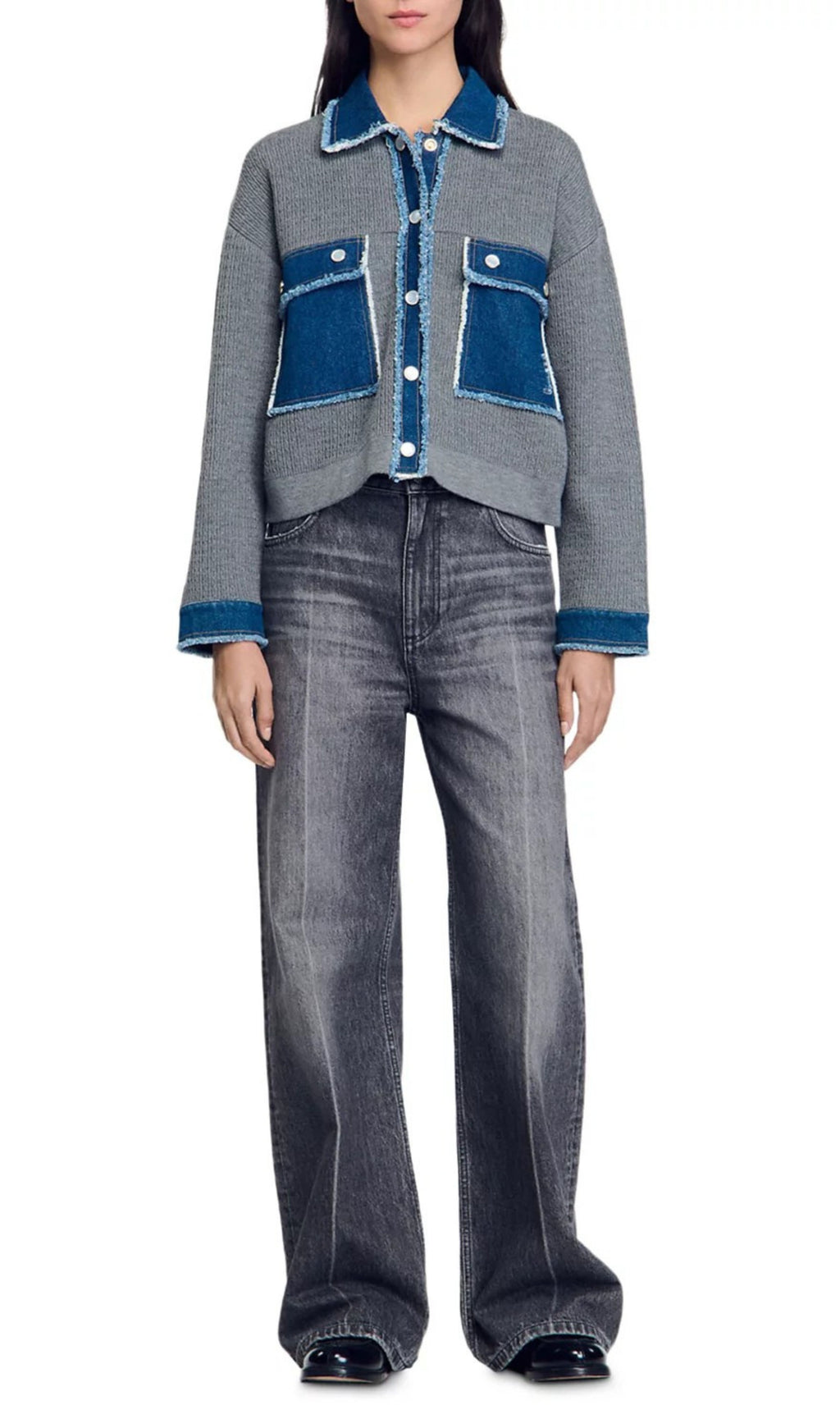 John Mixed Media Cardigan Flowering Girl