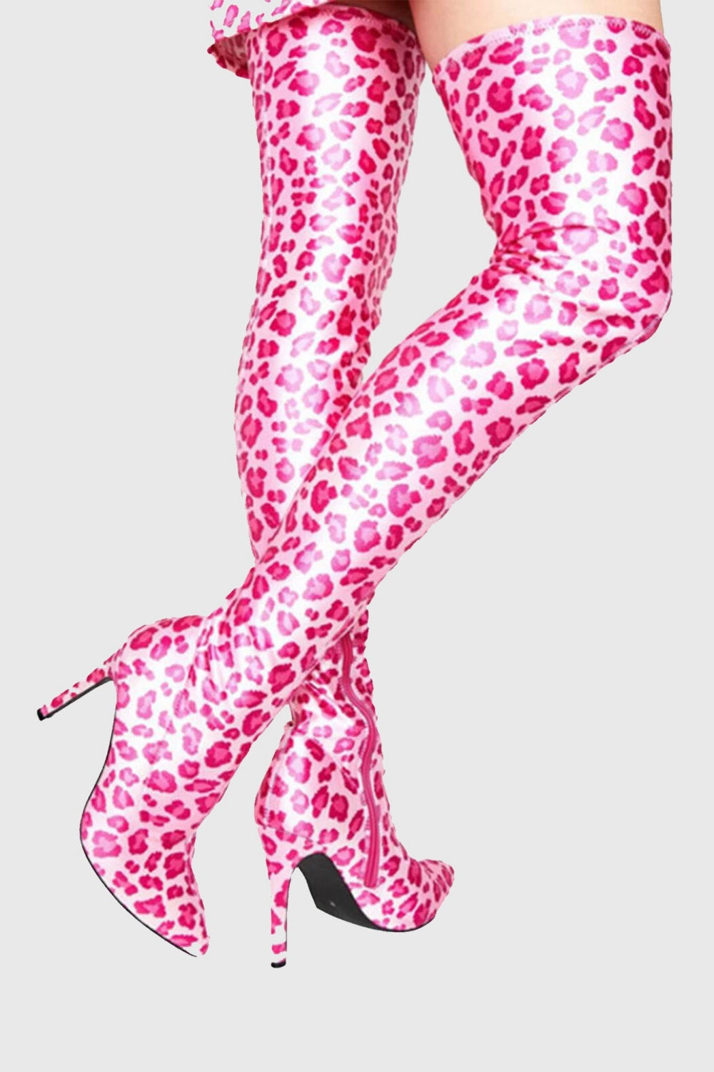 Giselle Leopard Print Thigh-high Boots - Pink Flowering Girl
