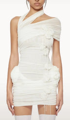 Elese White Flower Mini Dress Flowering Girl