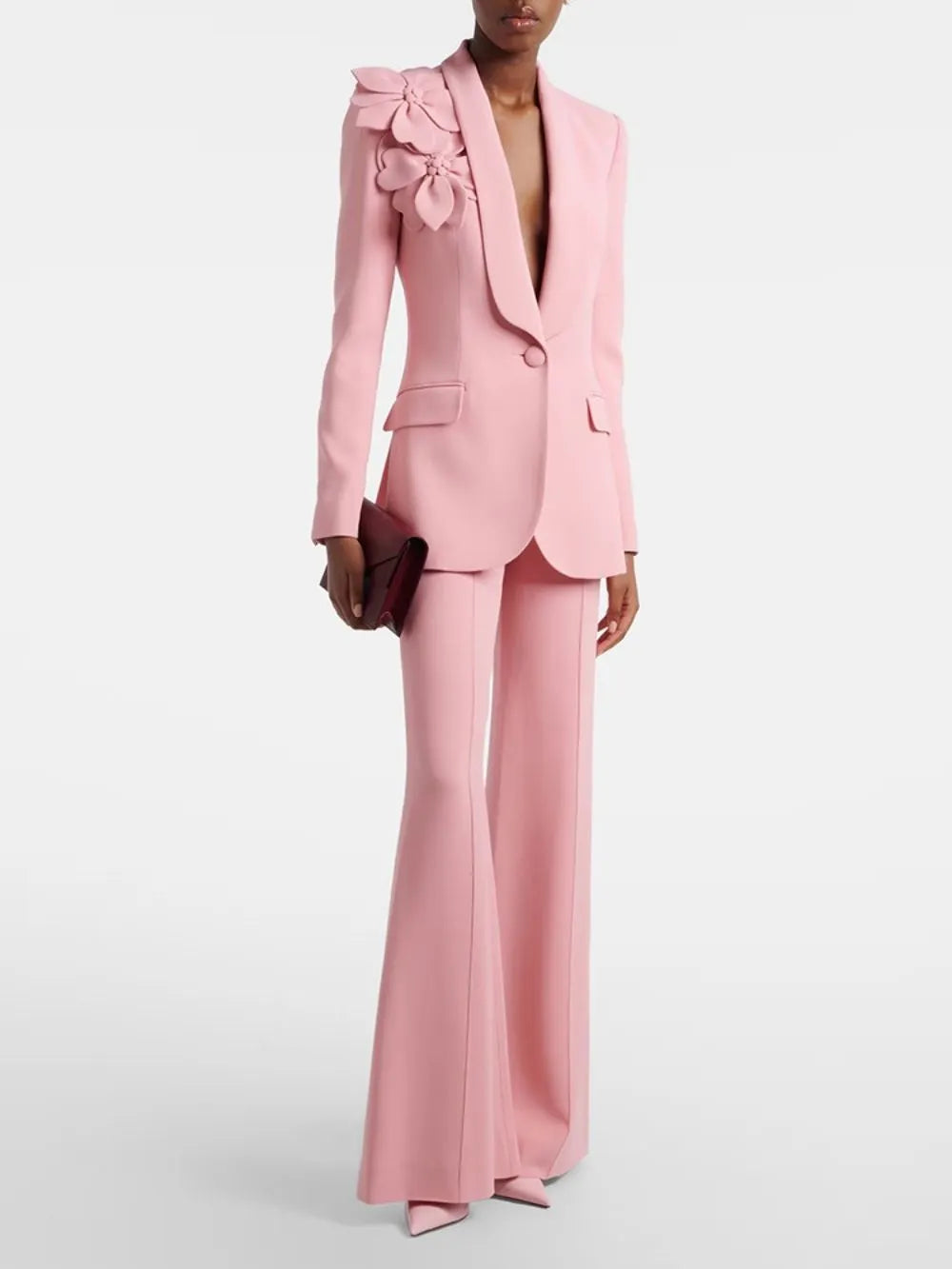 Makimi Flower Embellished Blazer Set Flowering Girl