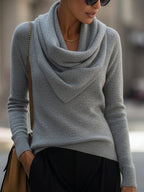 Draped Cowl Neck Long-Sleeve Top Flowering Girl