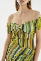 Wind Through Off Shoulder Dress | Brush Stroke Flowering Girl