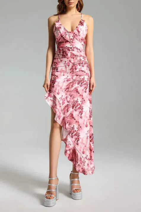 Floral Ruffled Skew Dress Flowering Girl