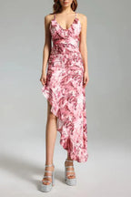 Floral Ruffled Skew Dress Flowering Girl