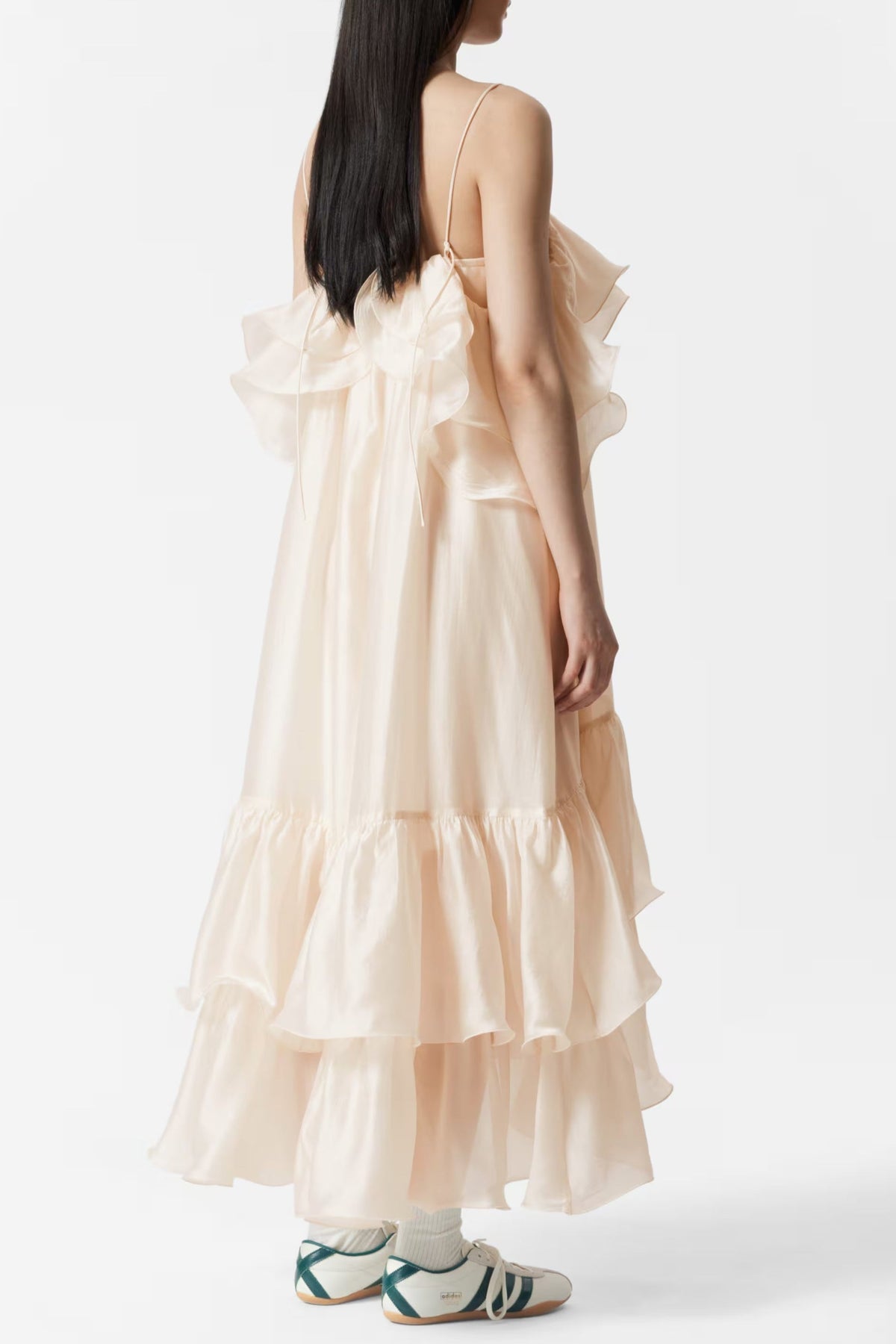 Hedwig Off-Shoulder Floral Printed Ruffle Maxi Dress In Beige Flowering Girl