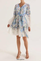 Chelsea Floral print Mini Dress in Ivory Flowering Girl