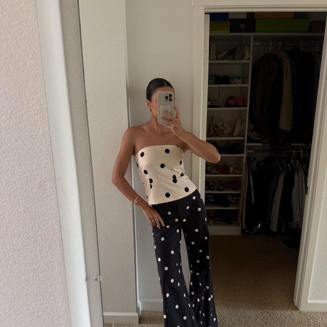 Polka Dot Strapless Tube Crop Top Flowering Girl