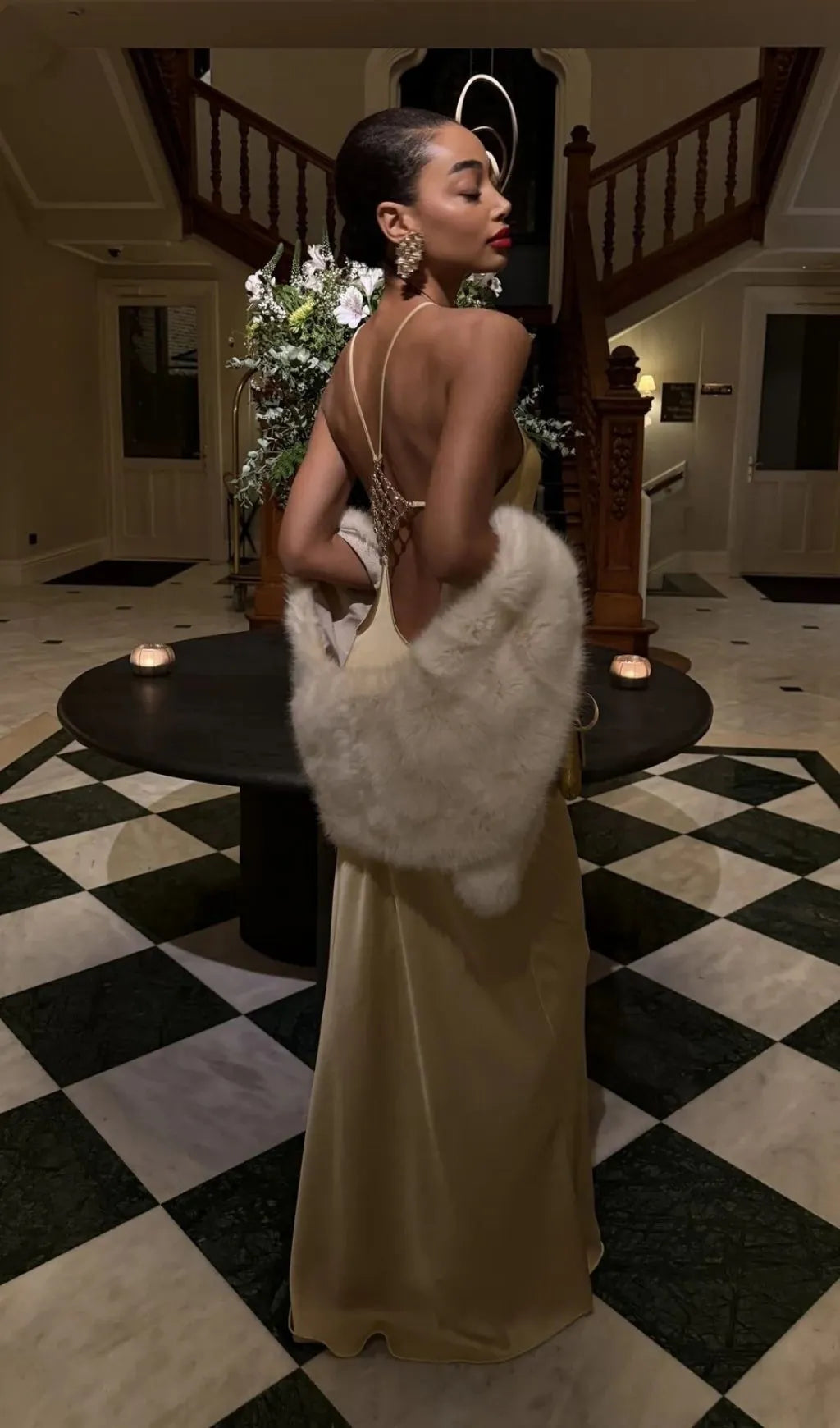 Laure Light Gold Backless Maxi Dress Flowering Girl