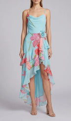 Ferune Spaghetti Floral Split Maxi Dress Flowering Girl