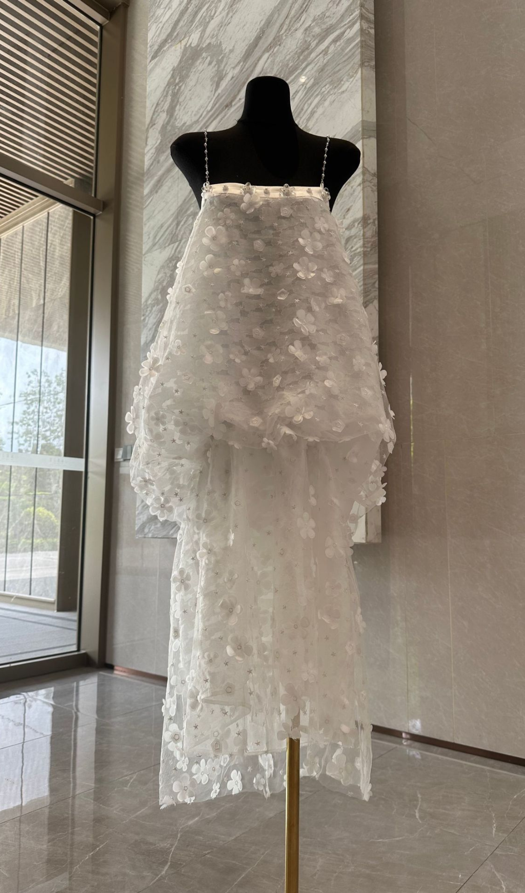 Harsha White Flower Embellished Maxi Dress Flowering Girl