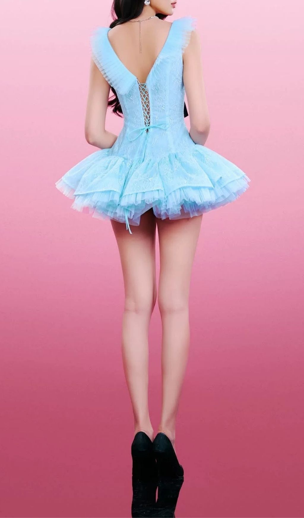 Kelsea Blue Lace Mini Dress Flowering Girl