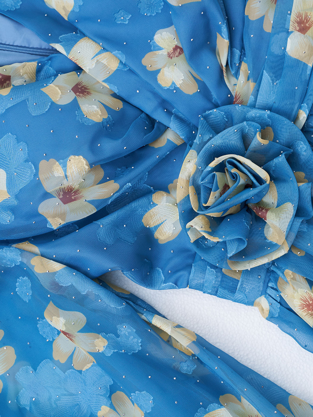 Feodora Blue Floral Printed Long Sleeve Maxi Dress Flowering Girl
