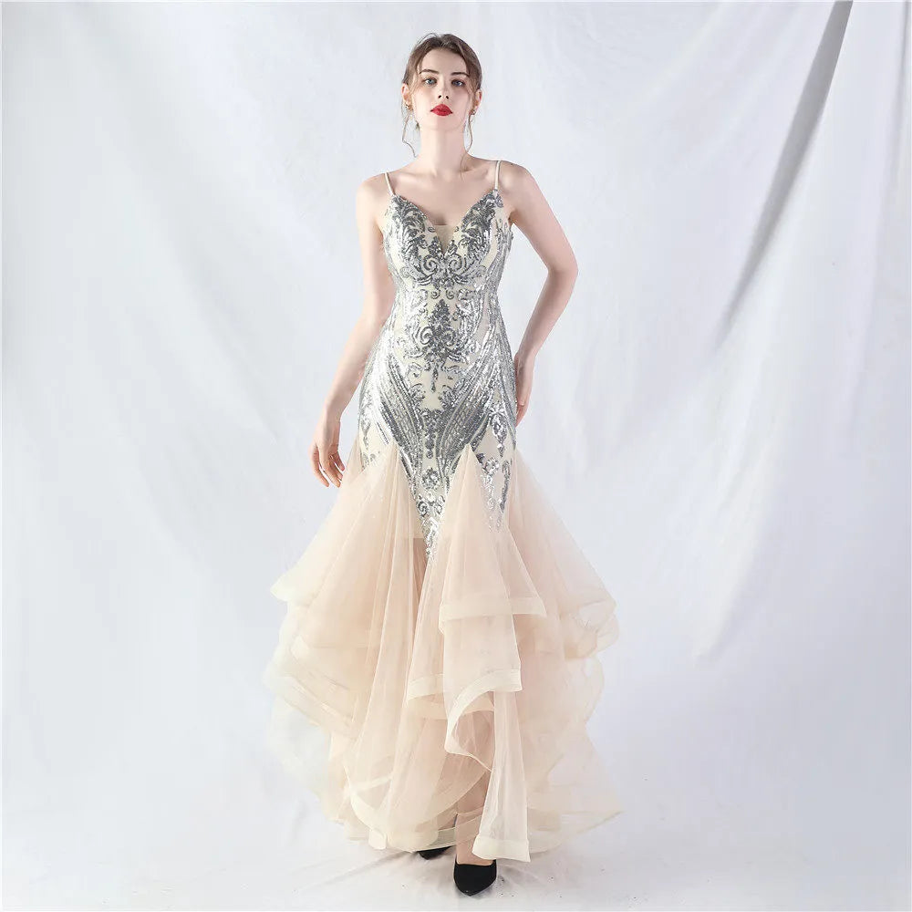 Sequin Slip Tulle Maxi Dress Flowering Girl