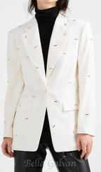 bat-shape embellished blazer in white Flowering Girl