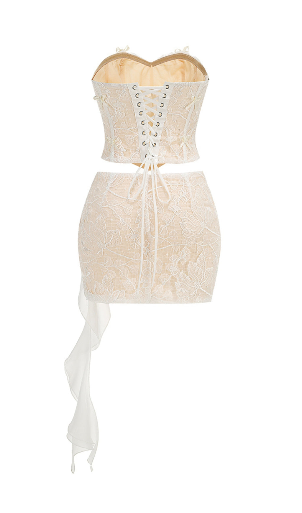 Cadence White Corset Lace Two-Piece Set Flowering Girl