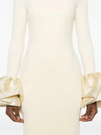 Rachel Ruffled Crystal-Embellished Crepe Mock-Neck Gown Flowering Girl