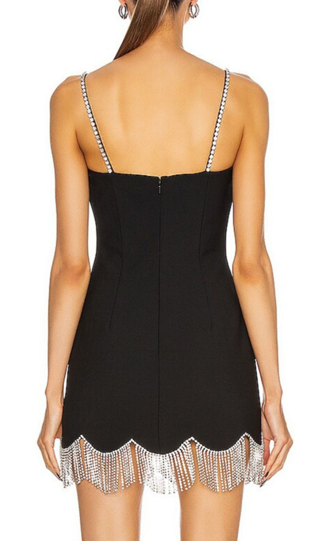 Govind Black Strappy Diamante Tassel Mini Dress Flowering Girl