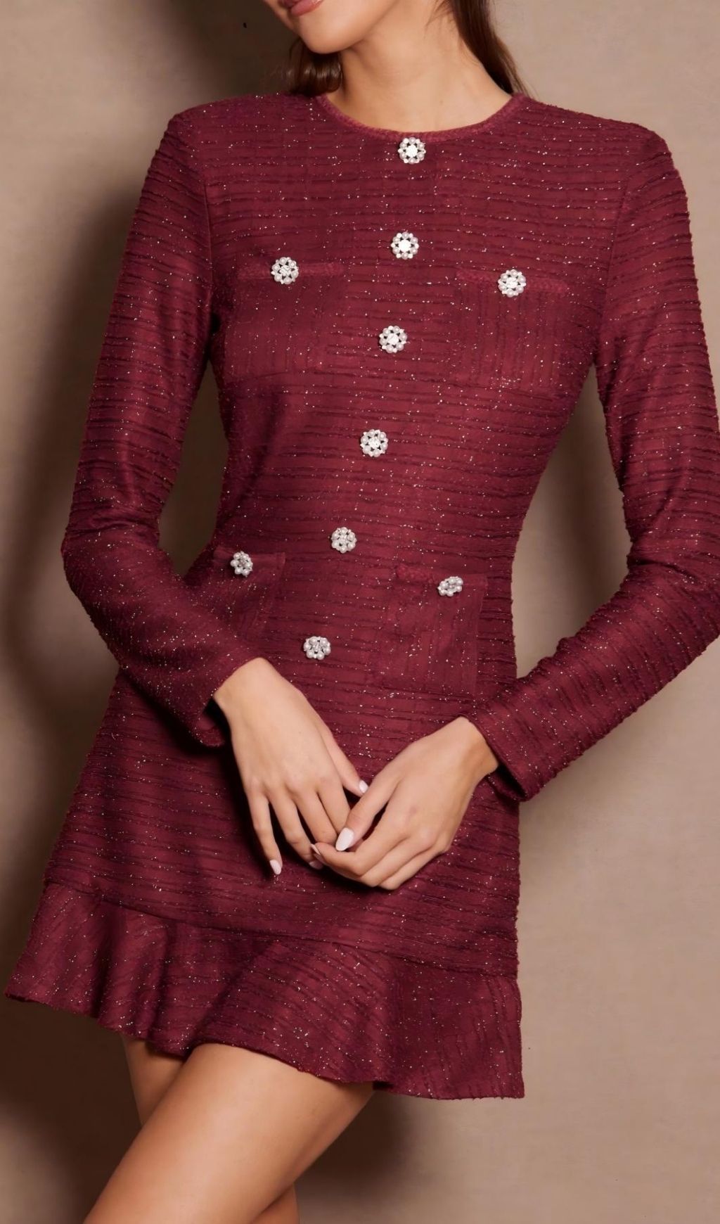 Lani Red Long Sleeve Mini Dress Flowering Girl