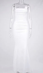 White Draped Corset Maxi Dress Flowering Girl