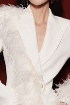 Amelia Feather Blazer In White Flowering Girl