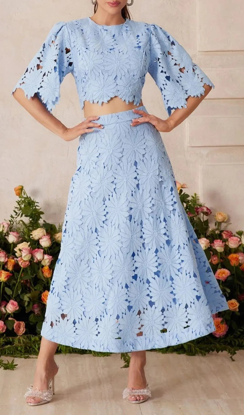 Zaelyth Floral Embroidered Skirt Set Flowering Girl