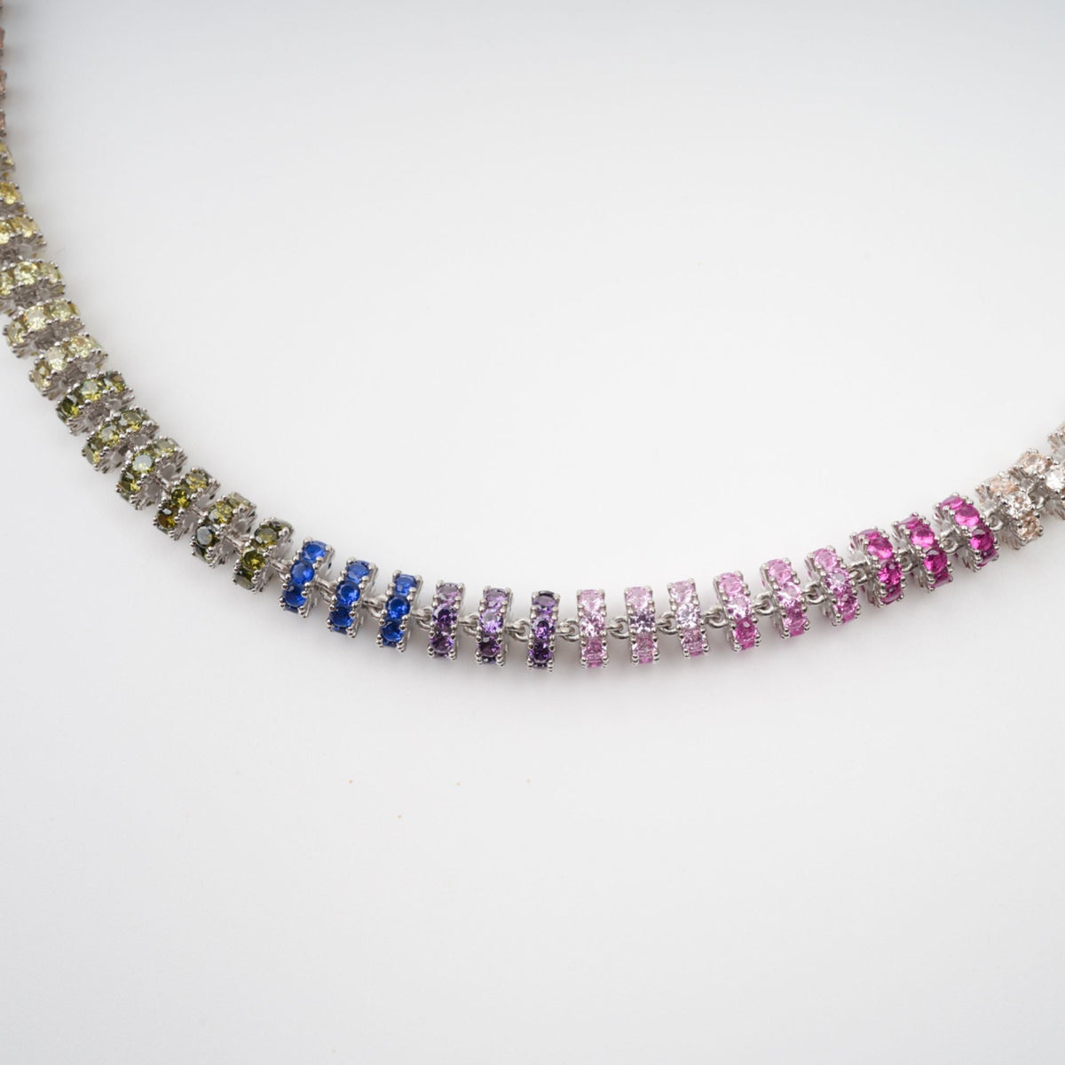 Sandrine Multicolor Crystal Embellished Sterling Silver Necklace Flowering Girl