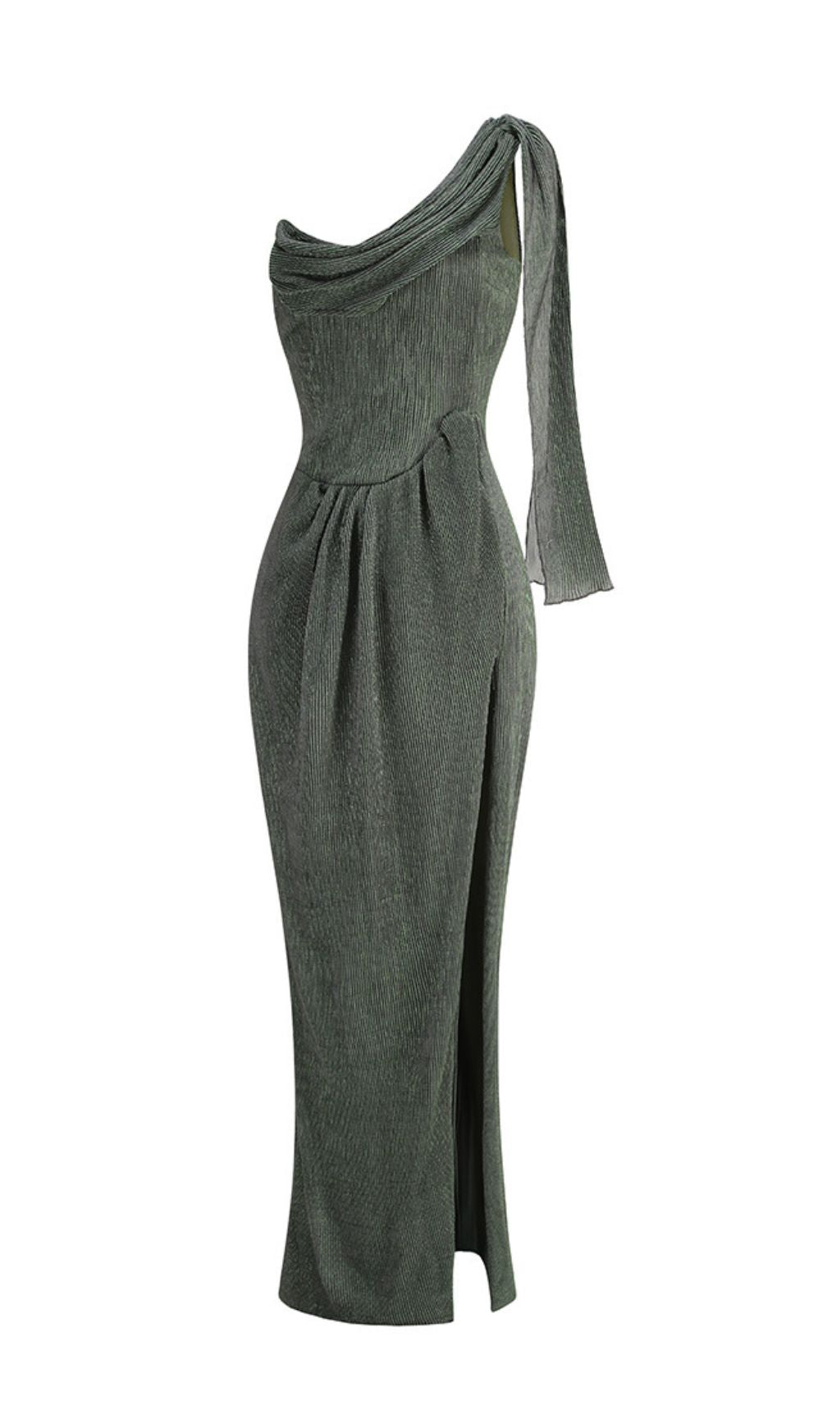 Jenae Olive One-Shoulder Maxi Dress Flowering Girl