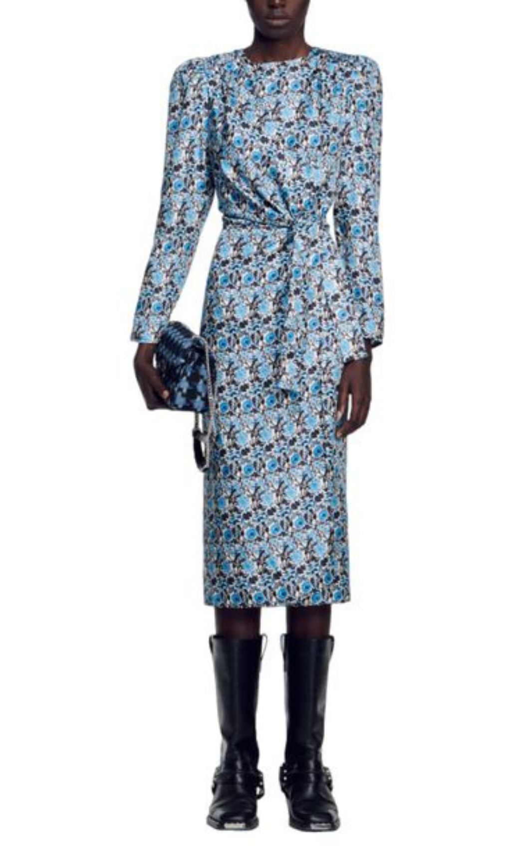LISE LONG SLEEVE SILK MIDI DRESS Flowering Girl