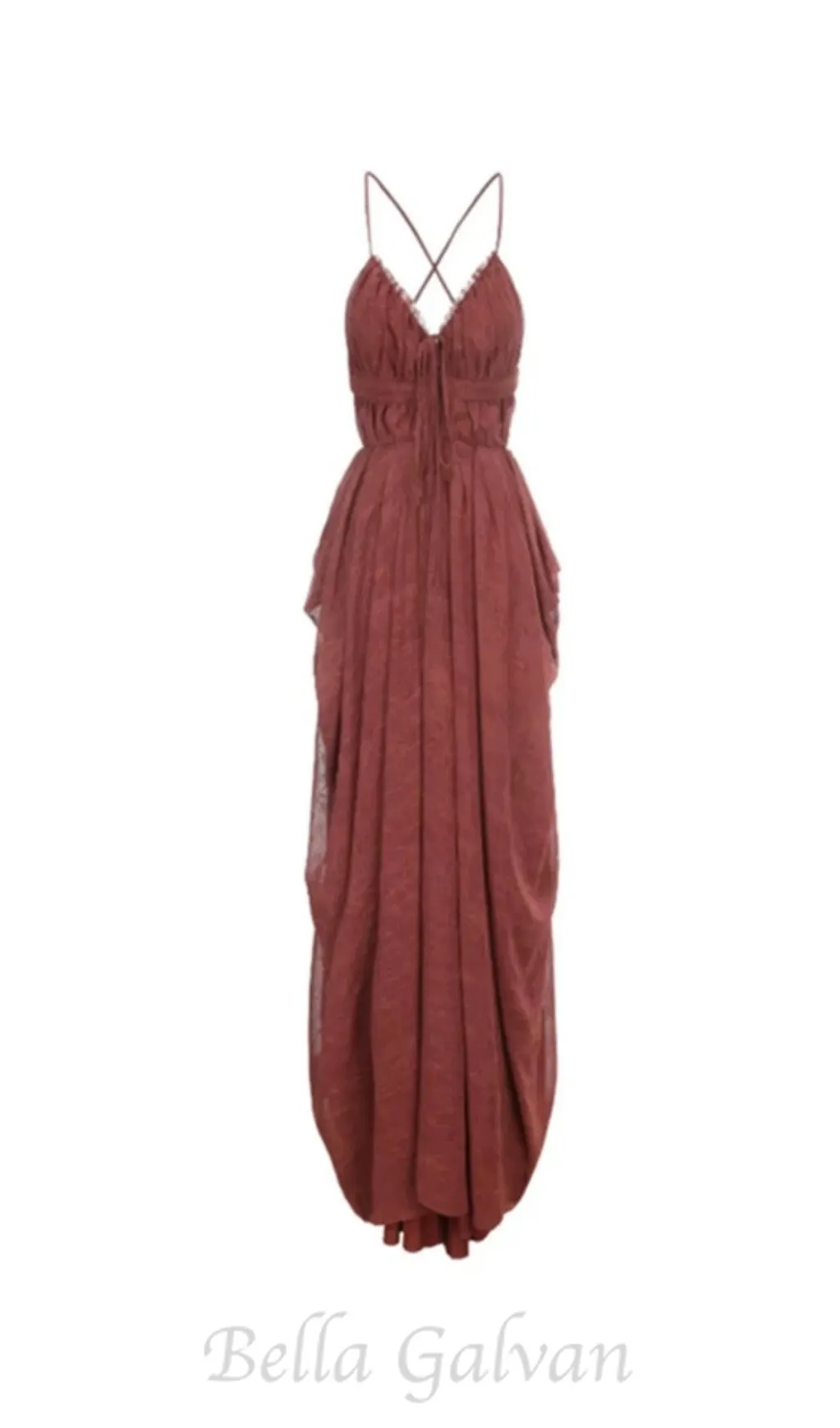 sally pleated midi dress in rust red Flowering Girl