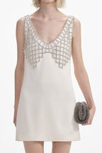 Briony Crystal Embellished Satin Mini Dress - White Flowering Girl
